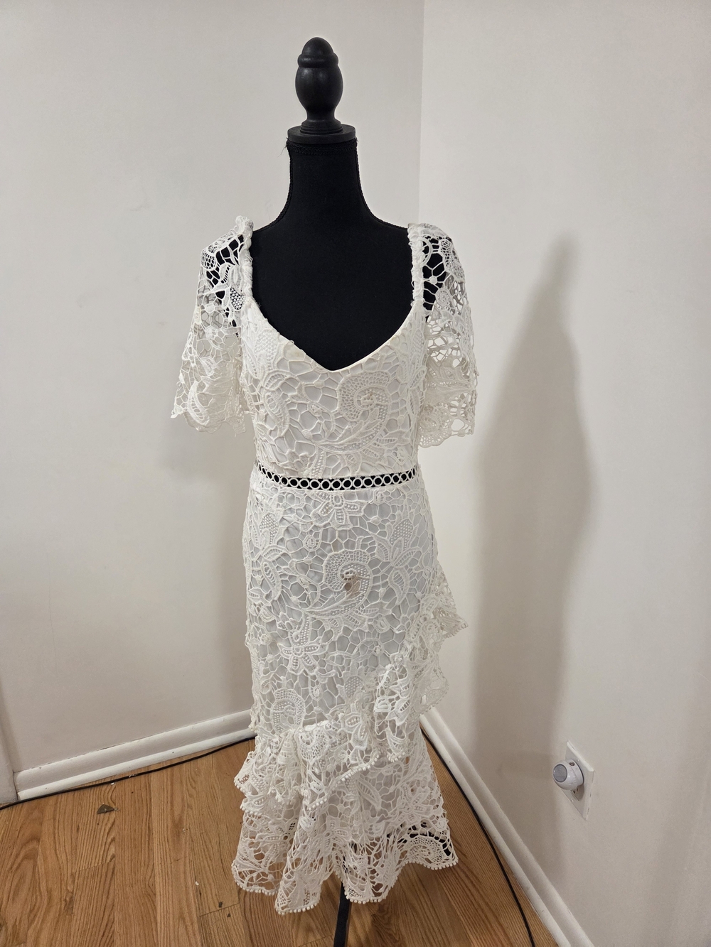 Lulu's Ivory Crochet Lace Maxi Dress